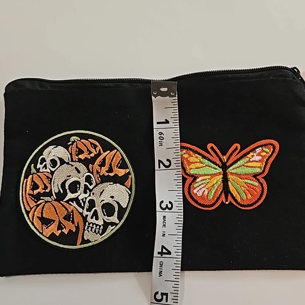Hand crafted multi use bag  skull pumpkin butterfly iron pachwork farmhouse